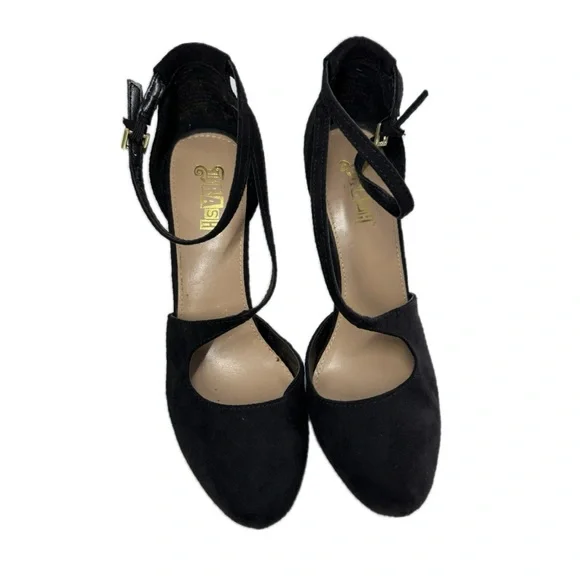 Brash Women’s Strappy Black Suede Style Heels Size 7.5 Y2K - Picture 2 of 4